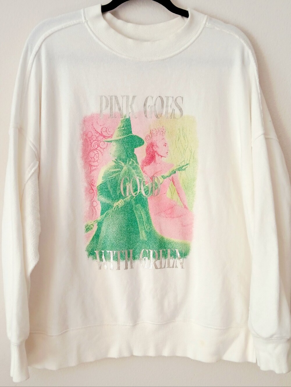 AERIE x WICKED “Pink Goes Good With Green” OVERSIZED Graphic SWEATSHIRT Size S M - Picture 6 of 7
